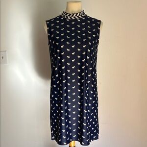 Jude Connally Navy and White Dog Patterned Mini Dress